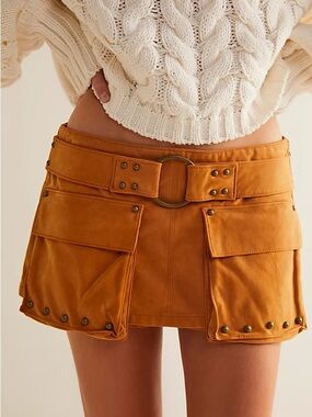 We The Free x REVOLVE Suede Micro Mini Skort in Dark Honey